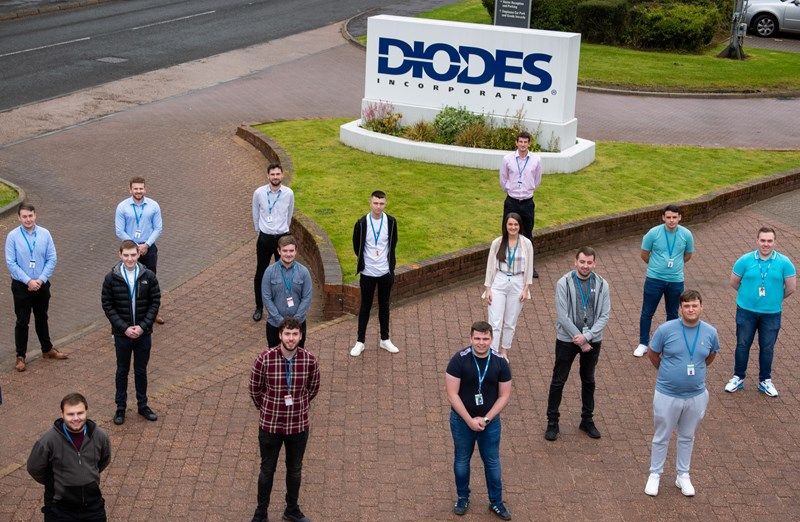 Diodes Apprentices outside their Greenock factory